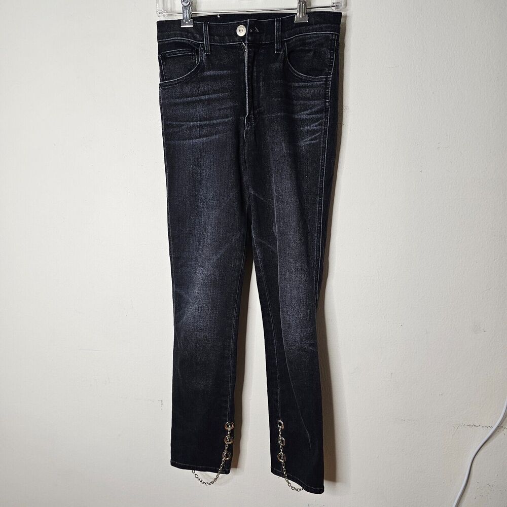NWOT 3x1 Bijou Ink Black High Waist Adjustable Chain Slim Skinny Jean Size 26